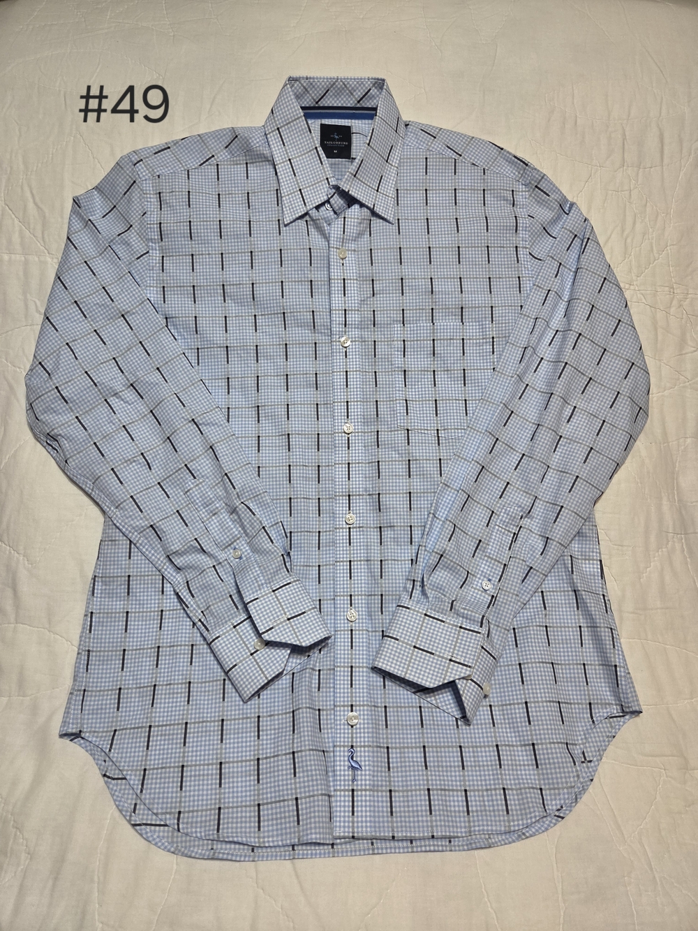 Tailorbyrd Collection Men’s Long Sleeve Button Down Shirt - Size M - Blue Gingha